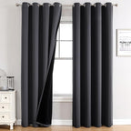 ChrisDowa 100% Blackout Curtains 80 inch Long for Bedroom with Black Liner, 2 Thick Layers Total Blackout Thermal Insulated Grommet Window Curtains 2 Panels Set (Dark Grey, 52 x 80 Inch)
