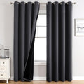 ChrisDowa 100% Blackout Curtains for Bedroom with Black Liner, 2 Thick Layers Total Blackout Thermal Insulated Grommet Window Curtains 84 Inch Long 2 Panels Set (Dark Grey, 52 x 84 Inch)