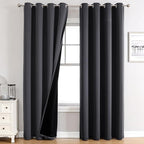 ChrisDowa 100% Blackout Curtains for Bedroom with Black Liner, 2 Thick Layers Total Blackout Thermal Insulated Grommet Window Curtains 84 Inch Long 2 Panels Set (Dark Grey, 52 x 84 Inch)