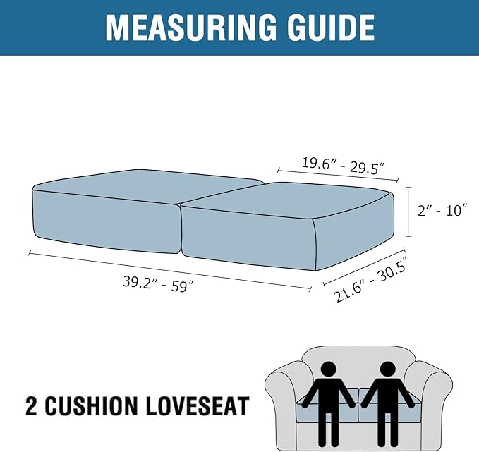 H.VERSAILTEX Velvet Stretch Couch Cushion Cover Plush Cushion Slipcover for Chair Loveseat Sofa Cushion Furniture Protector Seat Cushion Sofa Cover (2 Piece Medium Sofa Cushion Covers, Ivory)