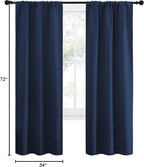 NICETOWN Blackout Curtains for Living Curtains, Home Decorations Thermal Insulated Solid Pole Top Blackout Drapes for Living Room (Navy, 1 Pair, 34-inch W x 72-inch L)