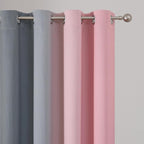 Estelar Textiler Pink and Grey Ombre Blackout Curtains 90 Inches Long 2 Panels Set,Thermal Insulated Drapes for Bedroom, Full Light Blocking Energy Saving Grommet Curtains for Living Room,52Wx90L