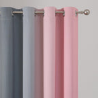 Pink and Grey Ombre Blackout Curtains for Bedroom 45 Inch Long 2 Panels