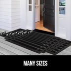 GORILLA GRIP 100% Waterproof All-Season WeatherMAX Doormat US Designed Natural Rubber, Stain and Fade Resistant, Low Profile Indoor Outdoor Door Mats, Easy Clean Patio Mat, 29x17, Black Stripe