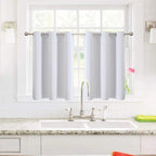 ChrisDowa Small Window Curtains for Kitchen and Bedroom - Grommet Short Thermal Insulated Room Darkening Curtains (2 Panels, Greyish White, 34 x 36 Inch)
