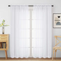 Ebesto White Sheer Curtains for Window 72 inches Long 2 Panels Set, Soft Airy Modern Light Filtering Sheer Curtains for Living Room Bedroom, Dual Rod Pocket Solid Window Drapes, 2x42Wx72L inches