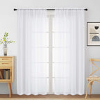 Ebesto White Sheer Curtains for Window 72 inches Long 2 Panels Set, Soft Airy Modern Light Filtering Sheer Curtains for Living Room Bedroom, Dual Rod Pocket Solid Window Drapes, 2x42Wx72L inches