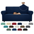 ZNSAYOTX Super Stretch Couch Cover (72"-92") Universal Sofa Covers with Elastic Bottom, Dog Cat Pets Friendly Washable Furniture Protector Fitted Sofa Slipcovers Stay in Place (Navy Blue, Sofa)