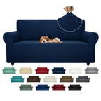 ZNSAYOTX Super Stretch Couch Cover (72"-92") Universal Sofa Covers with Elastic Bottom, Dog Cat Pets Friendly Washable Furniture Protector Fitted Sofa Slipcovers Stay in Place (Navy Blue, Sofa)