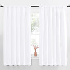 NICETOWN White Curtains, 50% Light Blocking Curtain Panels for Bedroom, Home Decoration Easy-Care Solid Rod Pocket Draperies/Drapes, Window Covering for Kitchen (2 Panels, 70 by 63, White)