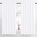 NICETOWN White Curtains, 50% Light Blocking Curtain Panels for Bedroom, Home Decoration Easy-Care Solid Rod Pocket Draperies/Drapes, Window Covering for Kitchen (2 Panels, 70 by 63, White)