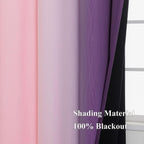 Pink and Purple Ombre Blackout Curtains for Girls Bedroom 36 Inches Long