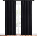 NICETOWN Living Room Blackout Shades - All Season Rod Pocket Thermal Insulated Solid Blackout Curtains/Drapes for Living Room (Set of 2, 42 inches by 84 Inch, Black)