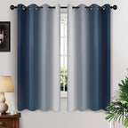 Yakamok Room Darkening Ombre Curtains 63 Inch Length, Navy Blue and Greyish White Thermal Insulated Gradient Color Curtains,Light Blocking Grommet Window Drapes for Bedroom,52 Inch Width,2 Panels