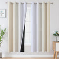 Beige and Greyish White Ombre Blackout Curtains Living Room 72 Inches Long