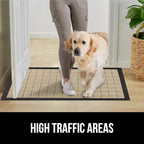 GORILLA GRIP 100% Waterproof All-Season WeatherMAX Doormat US Designed Natural Rubber, Stain and Fade Resistant, Low Profile Indoor Outdoor Door Mats, Easy Clean Patio Mat, 29x17, Taupe Grid