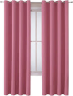ChrisDowa Grommet Room Darkening Curtains for Bedroom and Living Room - 2 Panels Set Thermal Insulated Blackout Curtains (Pink, 52W x 72L )