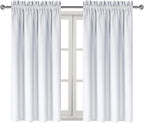 DWCN Blackout Curtains Thermal Insulated Energy Saving Bedroom and Kitchen Curtains Window Treatments, W 38 x L 45 Inch, Set of 2 Greyish White Rod Pocket Drapes