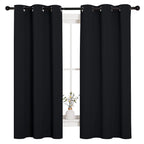 NICETOWN Halloween Pitch Black Solid Thermal Insulated Grommet Blackout Curtains/Drapes for Bedroom Window (2 Panels, 42 inches Wide by 63 inches Long, Black)