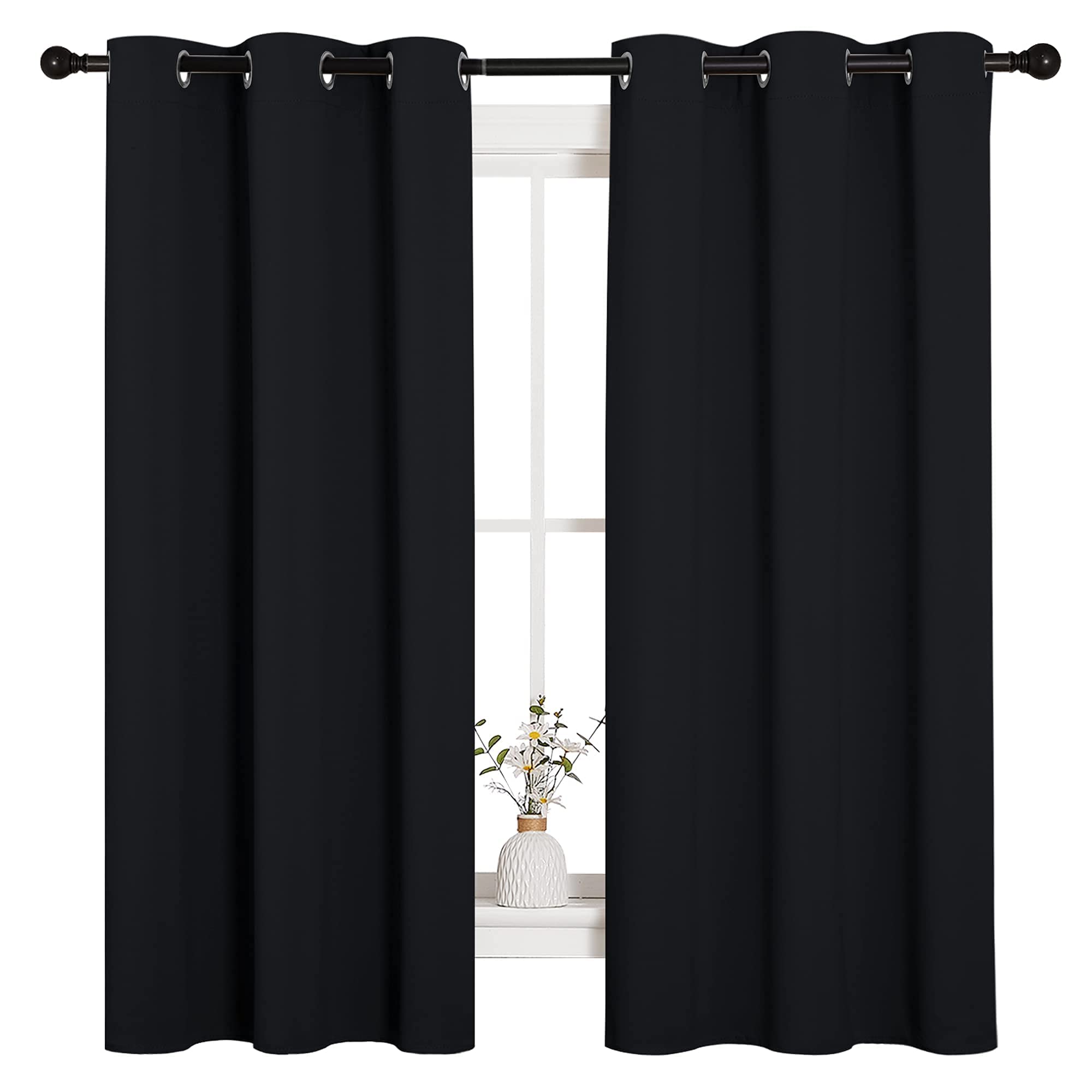 NICETOWN Grey Blackout Curtains for Bedroom 42" Wide x 63" Long 2 Panels