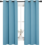 NICETOWN Thermal Insulated Curtains Blackout Draperies, Window Treatment Solid Grommet Room Darkening Drape Panels for Bedroom (Teal Blue, Set of 2 Panels, 34 by 63 inches Long)