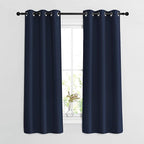 NICETOWN Navy Blue Blackout Curtains & Drapes - Window Treatment Energy Saving Thermal Insulated Room Darkening Solid Grommet Panels for Living Room (1 Pair, W37 x L63)