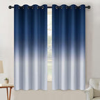 SimpleHome Ombre Room Darkening Curtains for Living Room, Light Blocking Gradient Blue to Grey White Thick Thermal Insulated Grommet Window Curtains/Drapes for Bedroom, 2 Panels, 52x63 inches Length