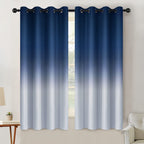 SimpleHome Blue to Grey White Ombre Room Darkening Curtains 63 Inch