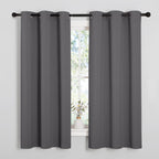 NICETOWN Bedroom Curtains Blackout Drapery Panels, Three Pass Microfiber Thermal Insulated Solid Ring Top Blackout Window Curtains/Drapes (Two Panels, 42 x 48 inches, Gray)