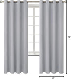 BGment Room Darkening Curtains 72 Inches Long - Grommet Thermal Insulated Drapes Window Treatment Curtains for Bedroom, 2 Panels, 52 x 72 Inch, Light Grey