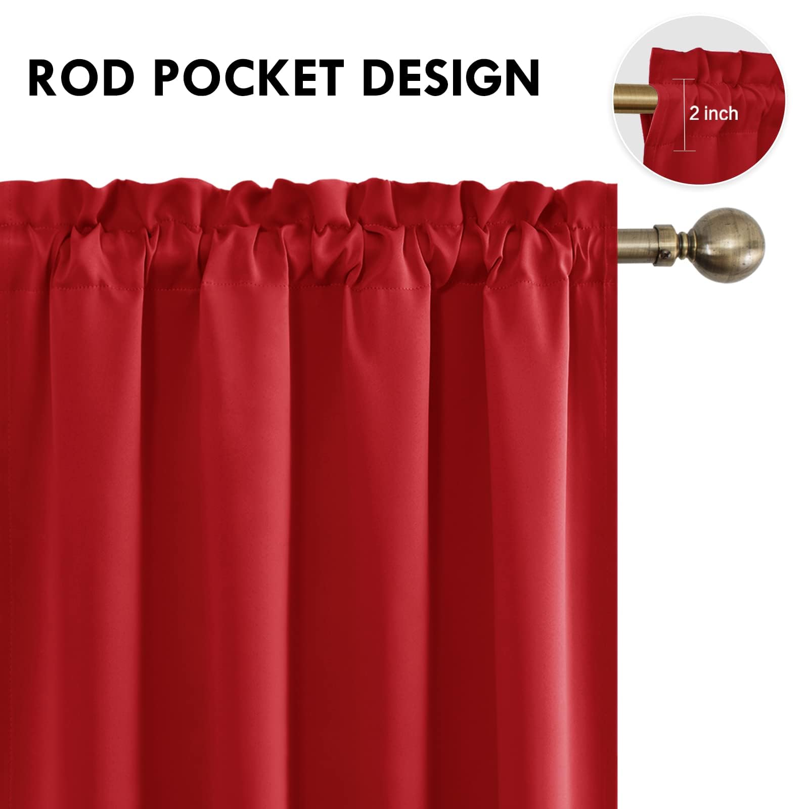 DWCN Wide Blackout Curtains for Bedroom Living Room 70 x 84 Inch Long Red