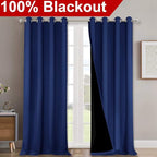 NICETOWN 100% Blackout Curtains for Windows, Pack of 2, Royal Blue, 52" W x 120" L, Super Heavy-Duty Black Lined Total Darkness Drapes for Bedroom, Privacy Assured Window Treatment for Patio