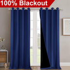 NICETOWN 100% Blackout Blinds, Laundry Room Decor Window Treatment Curtains, Thermal Insulated Energy Smart Drapes and Draperies for Villa, Hall and Studio, Royal Blue, Set of 2, 52 inches x 95 inches
