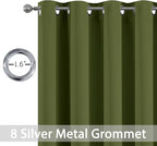 Yakamok Olive Green Curtains 84 Inches Length Blackout Curtain for Bedroom-Green Room Darkening Thermal Insulated Grommet Drapes for Living Room, 52W x 84L,2 Panels