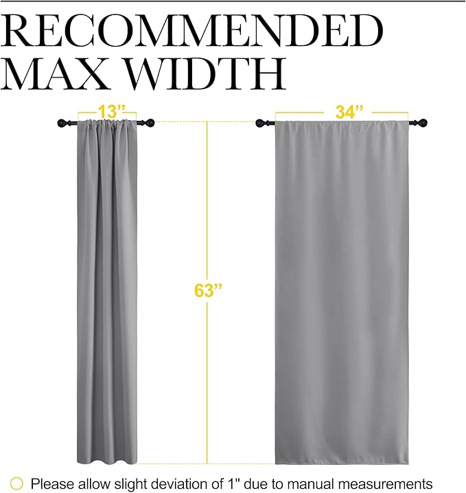NICETOWN Kitchen Window Curtains 63 Long - Home Decoration Thermal Insulated Rod Pocket Blackout Blinds & Drapes for Small Windows (Silver Grey, 2 Panels, W34 x L63 -Inch)