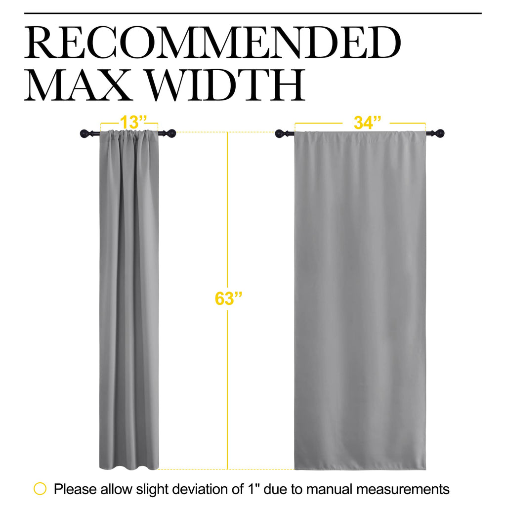 NICETOWN Kitchen Window Curtains 63 Long - Home Decoration Thermal Insulated Rod Pocket Blackout Blinds & Drapes for Small Windows (Silver Grey, 2 Panels, W34 x L63 -Inch)