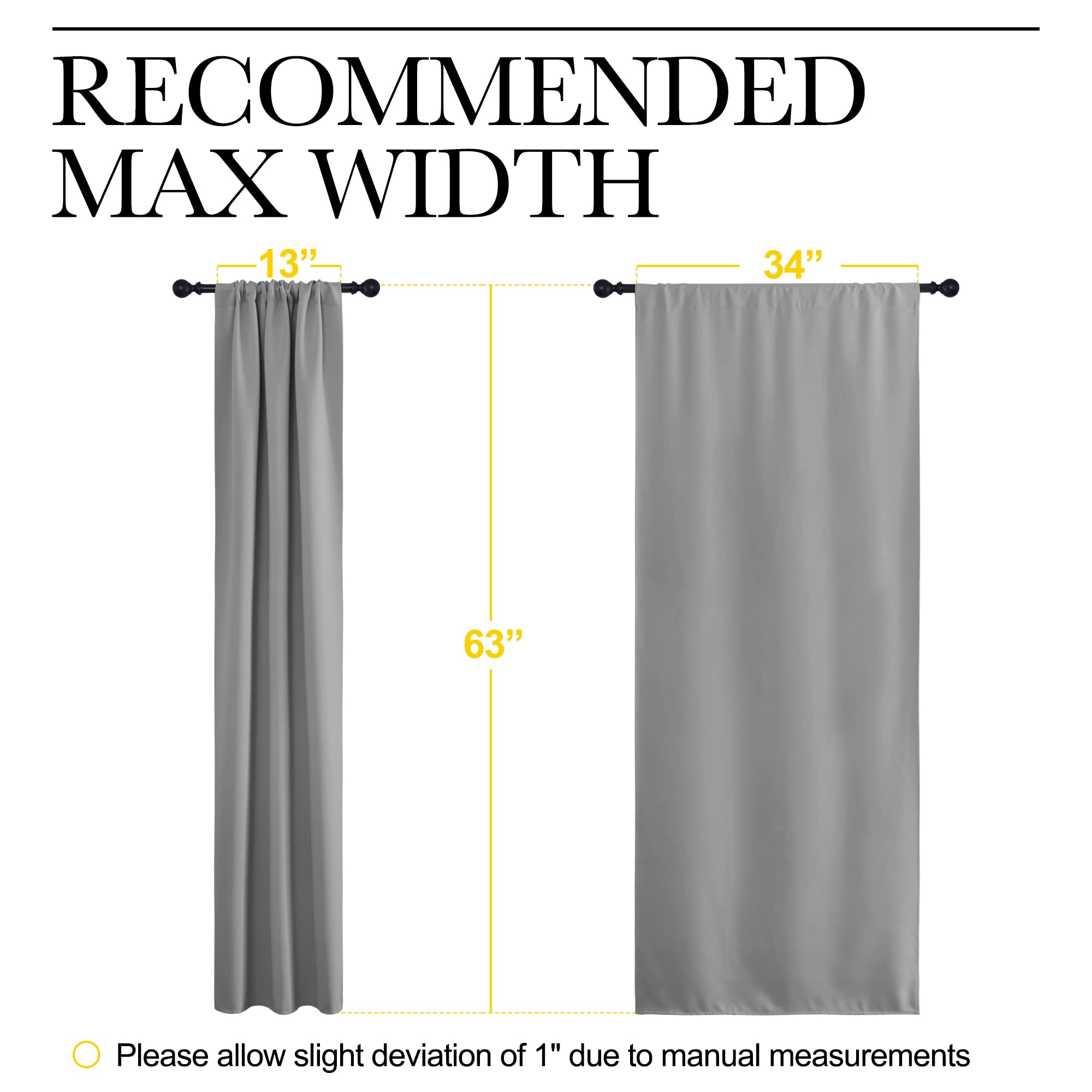 NICETOWN Kitchen Window Curtains 63 Long - Home Decoration Thermal Insulated Rod Pocket Blackout Blinds & Drapes for Small Windows (Silver Grey, 2 Panels, W34 x L63 -Inch)