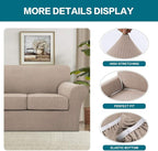 Turquoize 4 Piece Sofa Covers for 3 Cushion Couch Sofa Slipcover Soft Couch Cover for Dogs-Washable Sofa Furniture Covers with 3 Individual Large Cushion Covers, Feature Thick Fabric (XL Sofa, Sand)