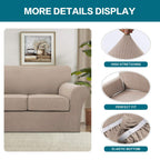 Turquoize 4 Piece Sofa Slipcover Sofa Covers for 3 Cushion Couch Soft Couch Cover for Dogs-Washable Sofa Furniture Covers with 3 Individual Cushion Covers,Feature Jacquard Fabric(3 Cushion Sofa, Sand)