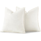 MIULEE Decorative Linen Euro Sham Pillow Covers 26x26 Cream White