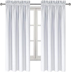 DWCN Blackout Curtains for Bedroom - Thermal Insulated Privacy Energy Saving Rod Pocket Drapes for Living Room, W 38 x L 72 Inch, Greyish White, Set of 2