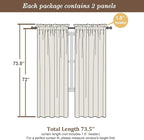 Chyhomenyc Cream Sheer Curtains 72 Inch Length 2 Panels, Light Filtering Top Dual Rod Pocket Voile Window Curtain Drapes for French Door, Bedroom Living and Children Room, Each 42W x 72L