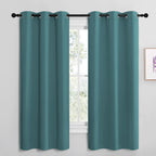 NICETOWN Kitchen Blackout Curtains 48 inches Long, Thermal Insulated Solid Grommet Blackout Curtains/Drapes/Panels for Dining Room (Sea Teal, 1 Pair, 42 by 68-Inch)