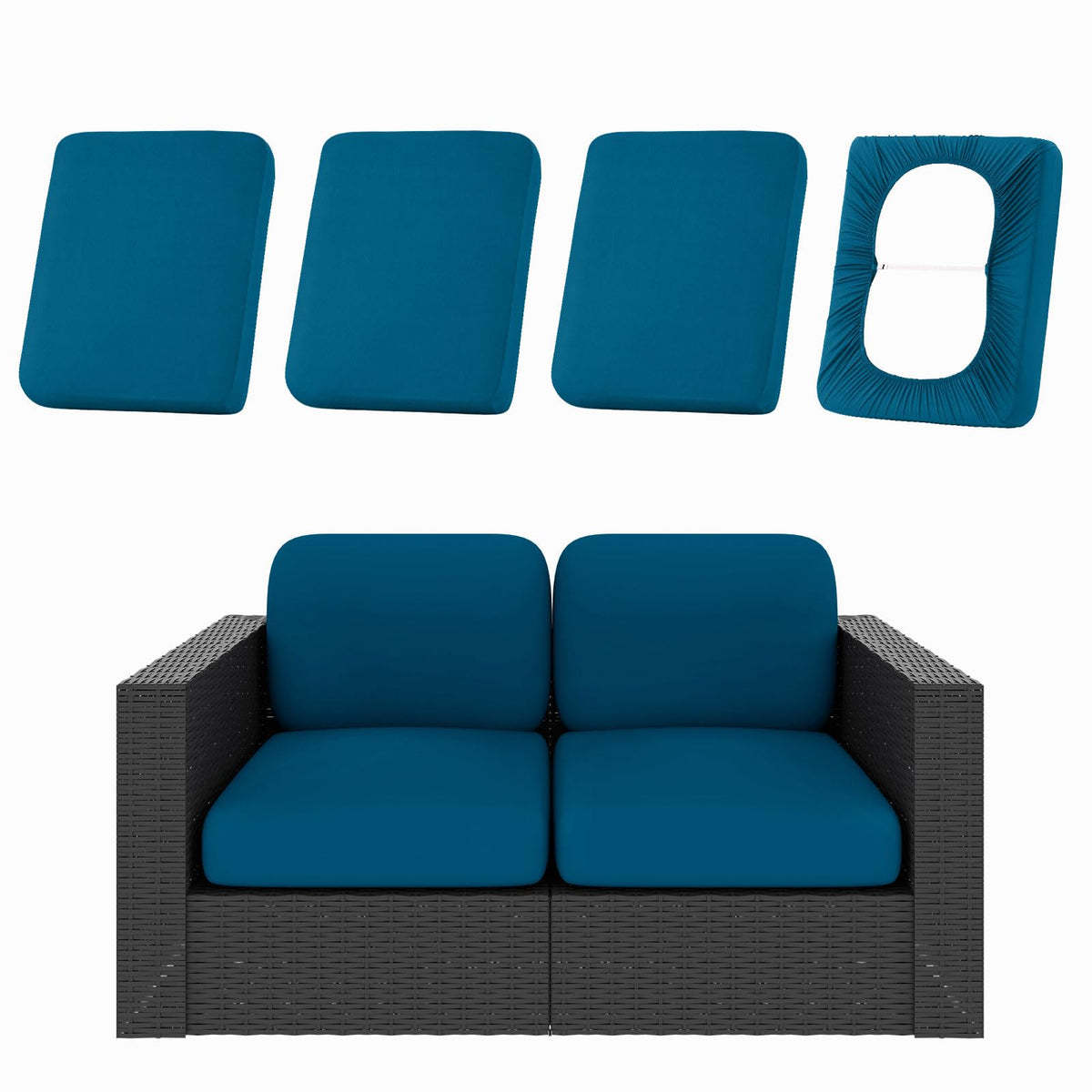 hyha 12Pcs Patio Cushion Covers, Stretch Outdoor Couch Cushion Covers