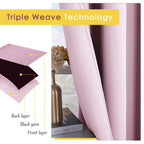 NICETOWN Blackout Window Curtains 60 inch Length 2 Panels, 34 x 60 Inch, Baby Pink, Grommet Top Room Darkening Thermal Insulated Solid Vertical Drapes for Bedroom/Kid Room