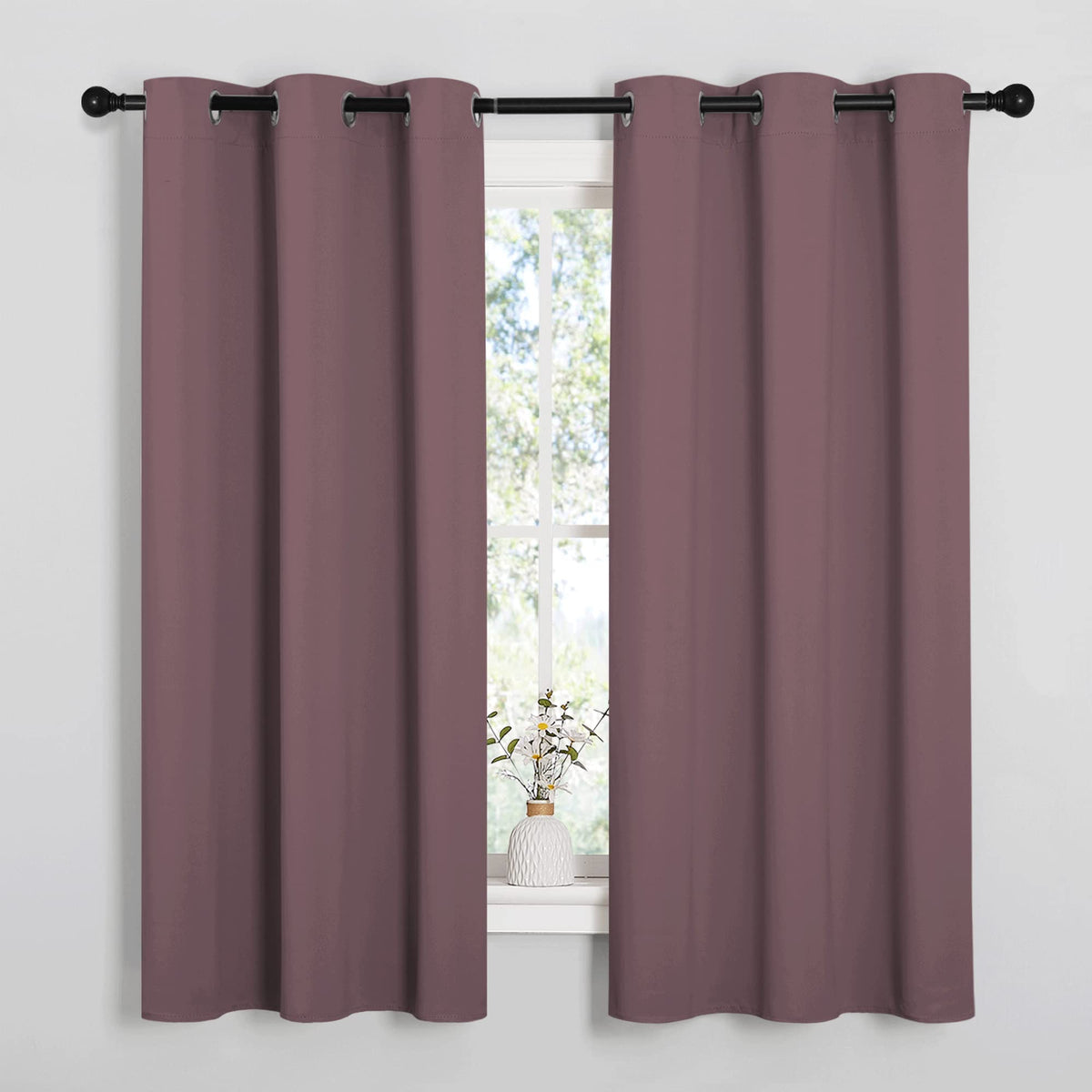 NICETOWN Grey Blackout Curtains for Bedroom 42" Wide x 63" Long 2 Panels