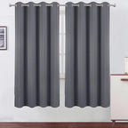 LEMOMO Blackout Curtains 66 x 72 Inch Long Grey Curtains Set of 2 Panels Room Darkening Curtains for Bedroom and Living Room