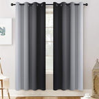 Yakamok 72 Inch Length Black and Greyish White Ombre Curtains, Light Blocking Gradient Color Curtains, Room Darkening Thermal Insulated Grommet Window Drapes for Bedroom (2 Panels, 52x72 Inch)