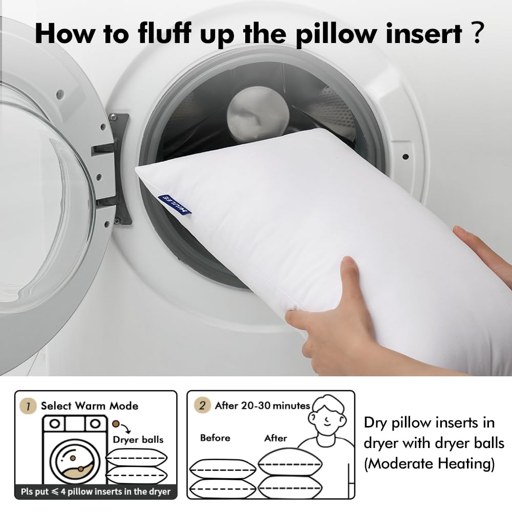 MIULEE 12x20 Pillow Inserts Set of 4, Throw Pillows for Sofa Couch Bed