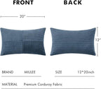 MIULEE Blue Decorative Lumbar Throw Pillow Covers 12x20 Inch for Couch Bed Sofa Pack of 2 Boho Farmhouse Throw Pillows Soft Cross Corduroy Patchwork Textured Cushion Cases